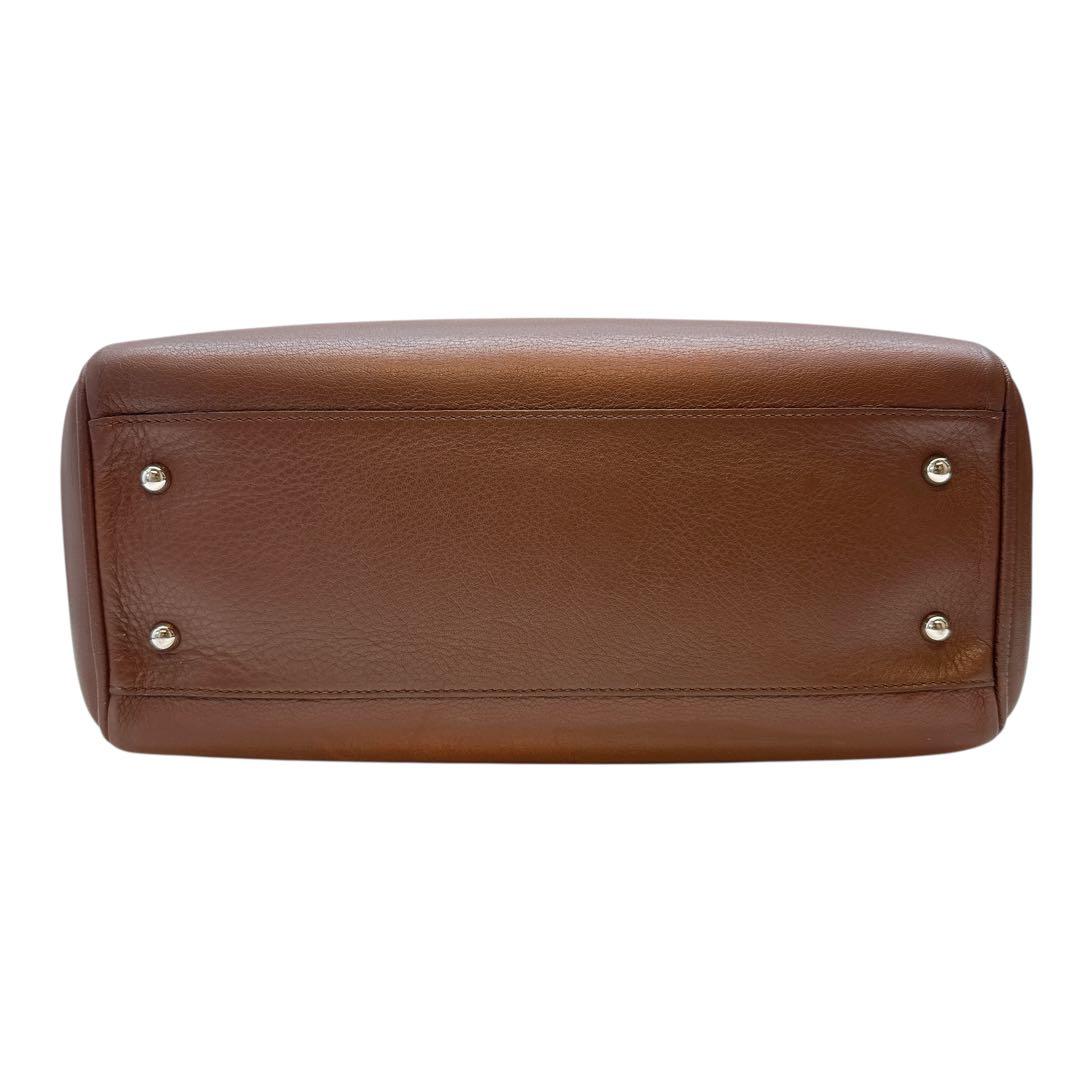 定番✨ロエベ ヘリテージ ロゴドン 肩掛け トートバッグ レザー ブラウン