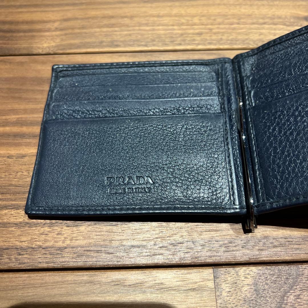 PRADA プラダ レザー マネークリップ 紺色