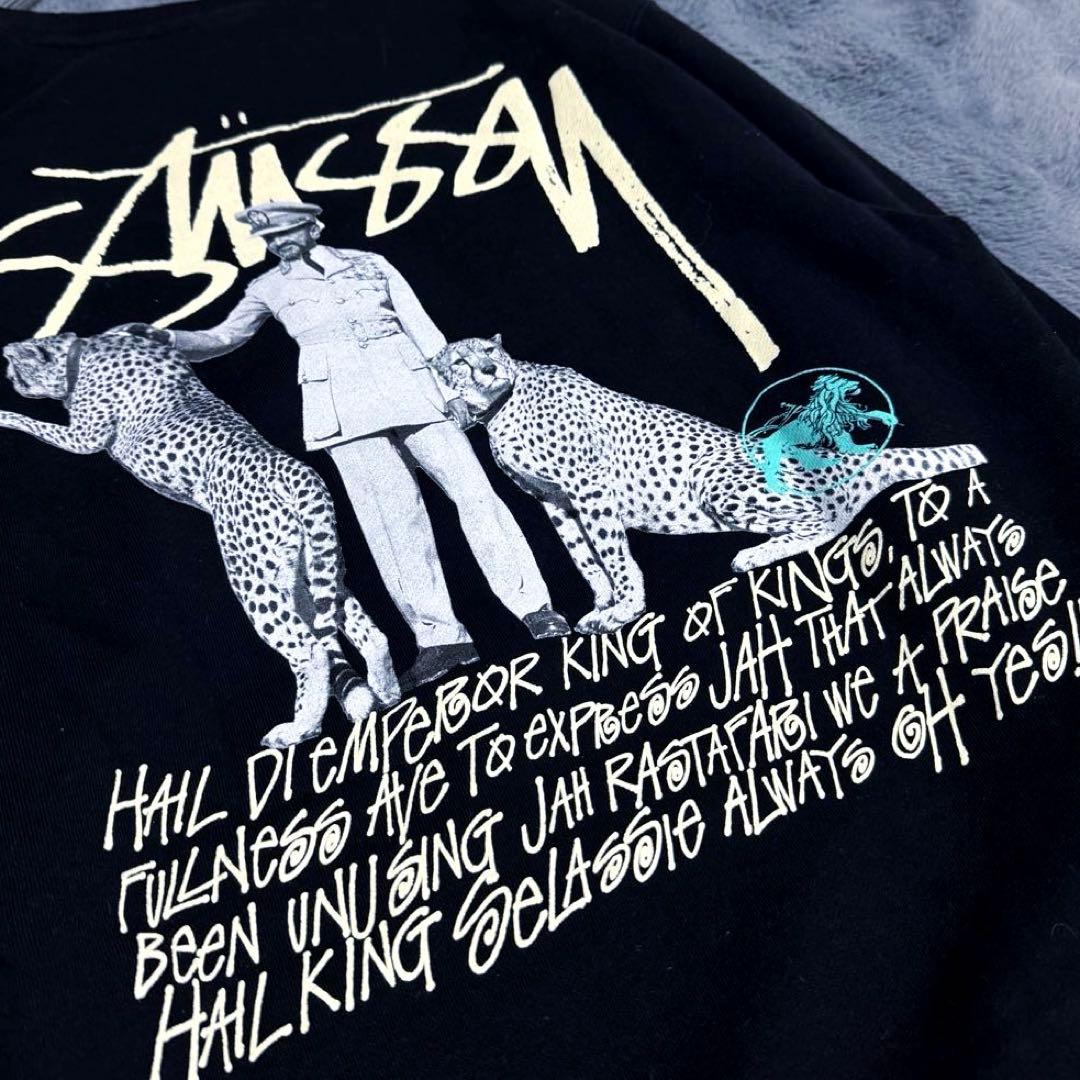 即完 廃盤 Stussy ステューシー エチオピア帝国 皇帝プリントパーカー 黒