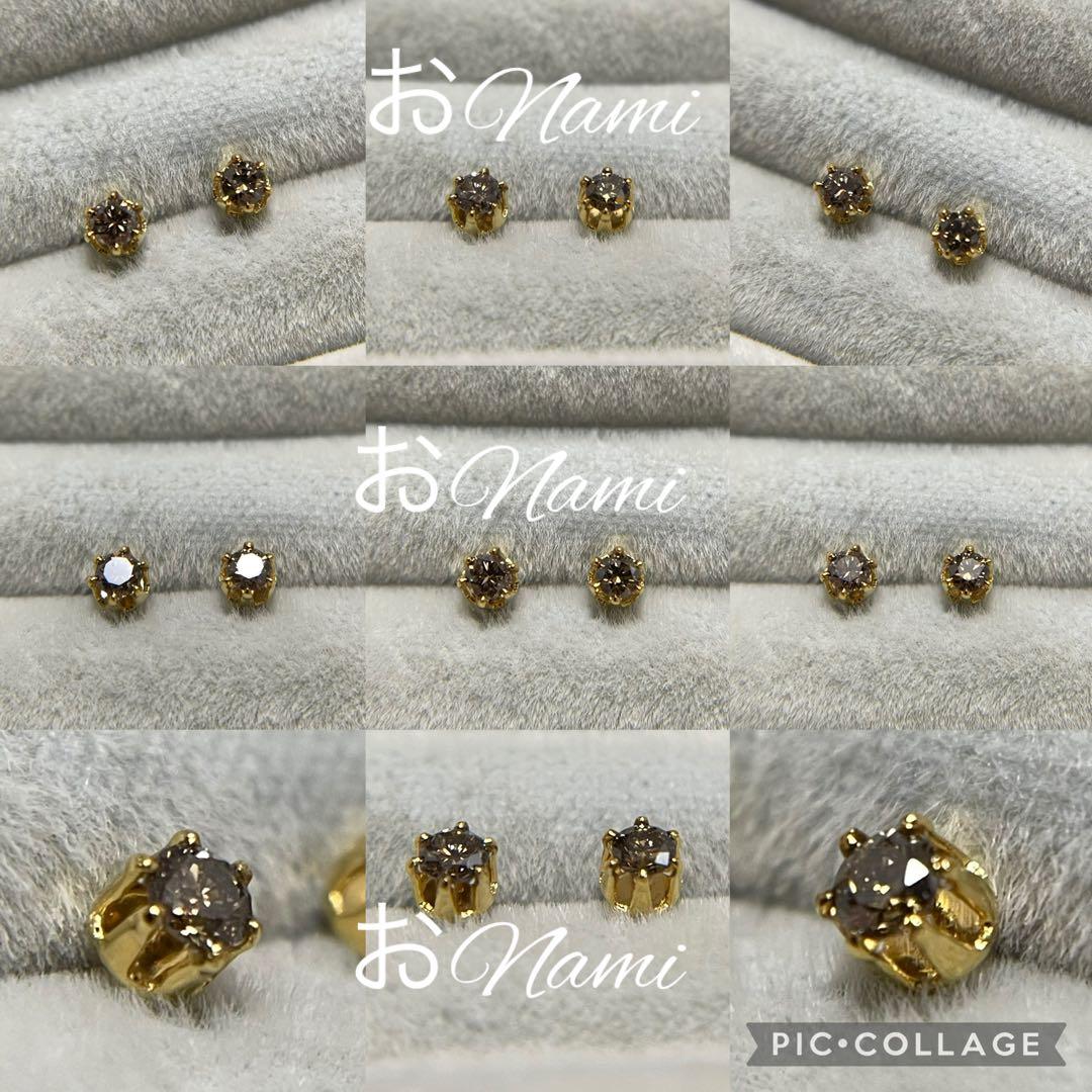 片耳ロンドンブルートパーズ・2CZ・25ピンクガーネット・3ブラウンダイヤモンド