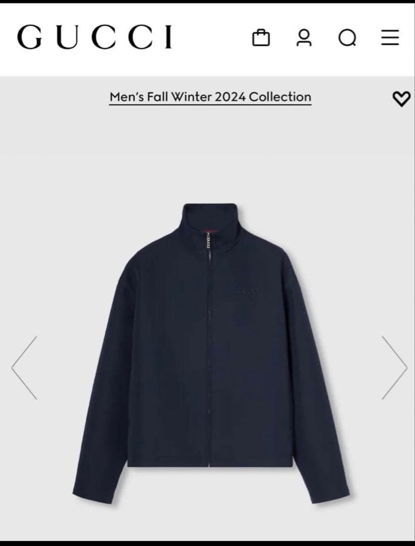 GUCCI ウールアセテート エンブロイダリー　ジップジャケット 48