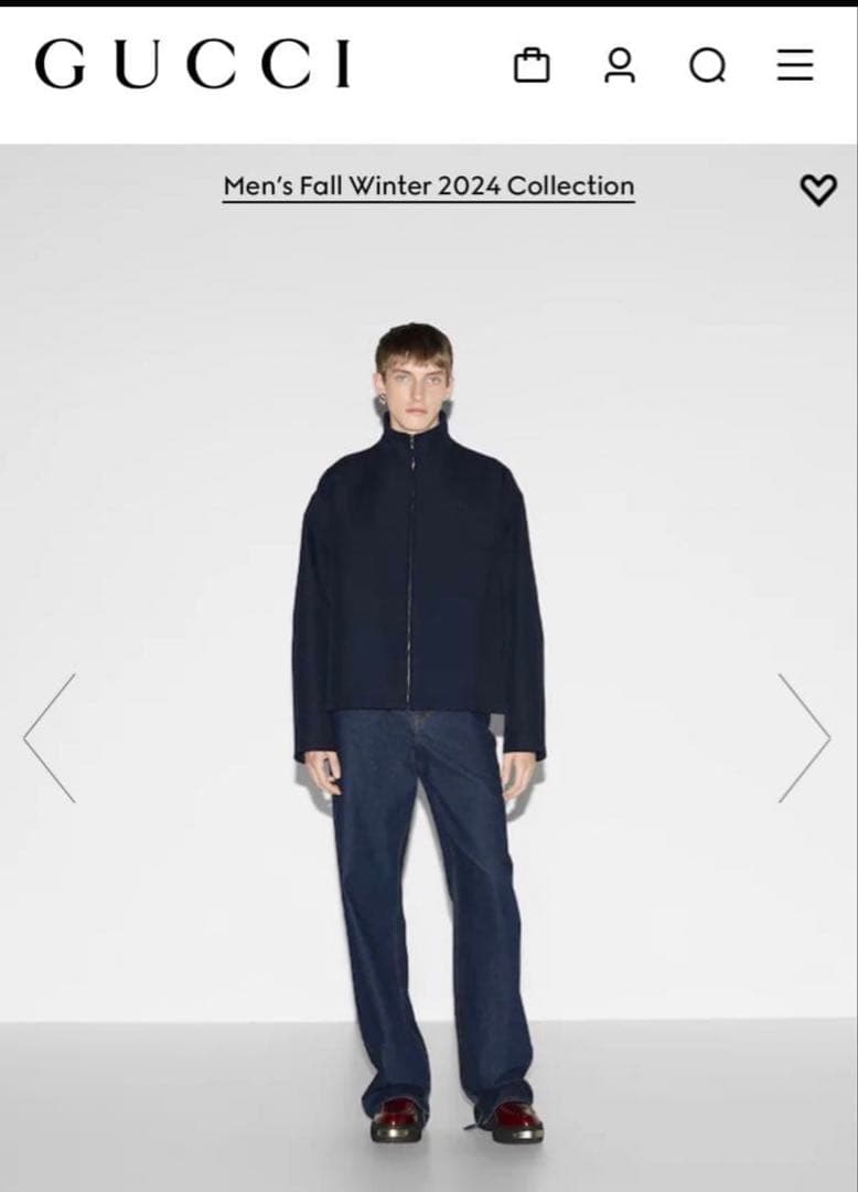 GUCCI ウールアセテート エンブロイダリー　ジップジャケット 48