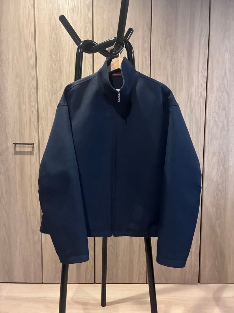 GUCCI ウールアセテート エンブロイダリー　ジップジャケット 48