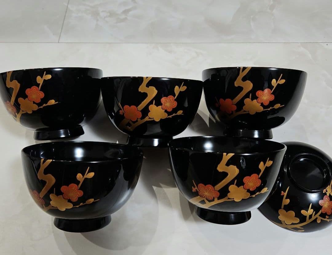 輪島塗　汁椀　新品未使用　梅蒔絵　吸い物椀