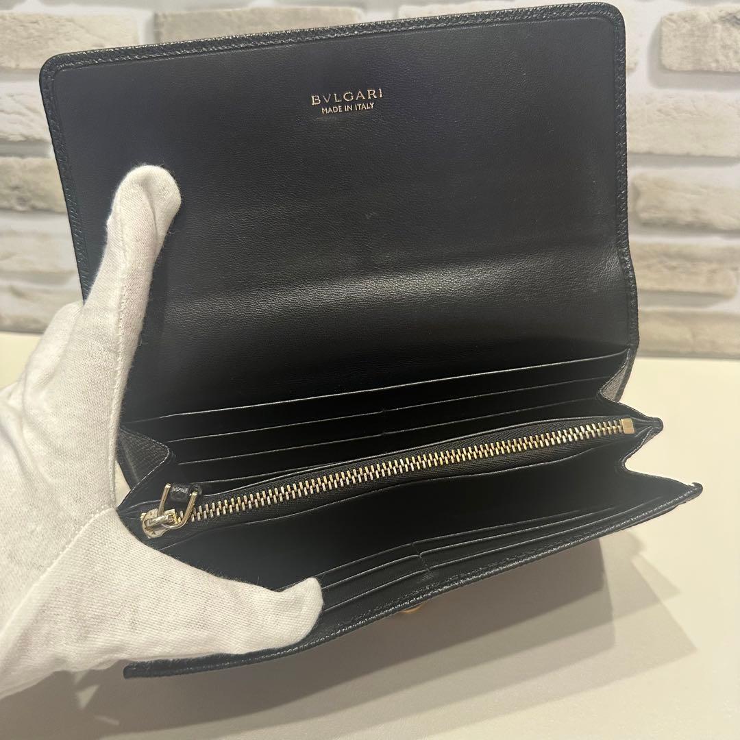 【美品】Bvlgari ブラックレザー長財布
