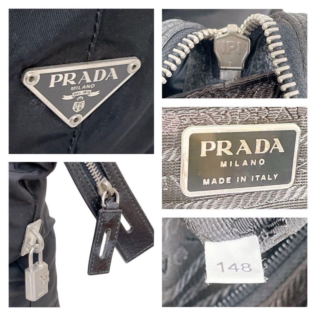 プラダ　三角ロゴ　ナイロン　ボストンバッグ　トートバッグ　黒　白タグ　4365
