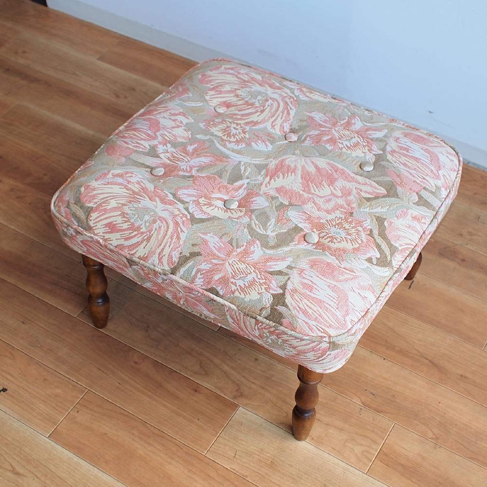 カリモク/karimoku コロニアル オットマン スツール ラタン 花柄