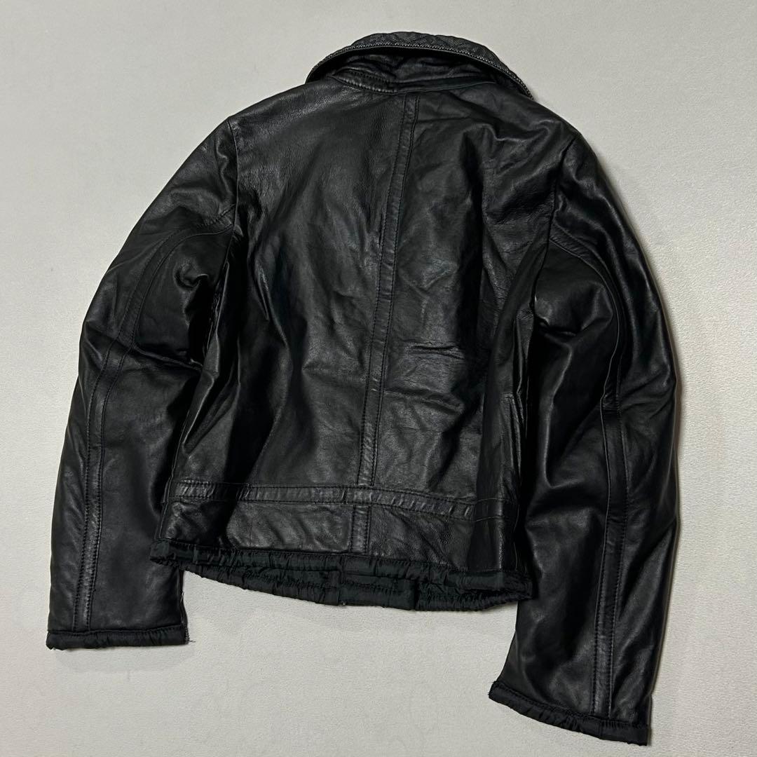 90s イタリア製 レザー シングルライダース ボンバージャケット ダブルジップ