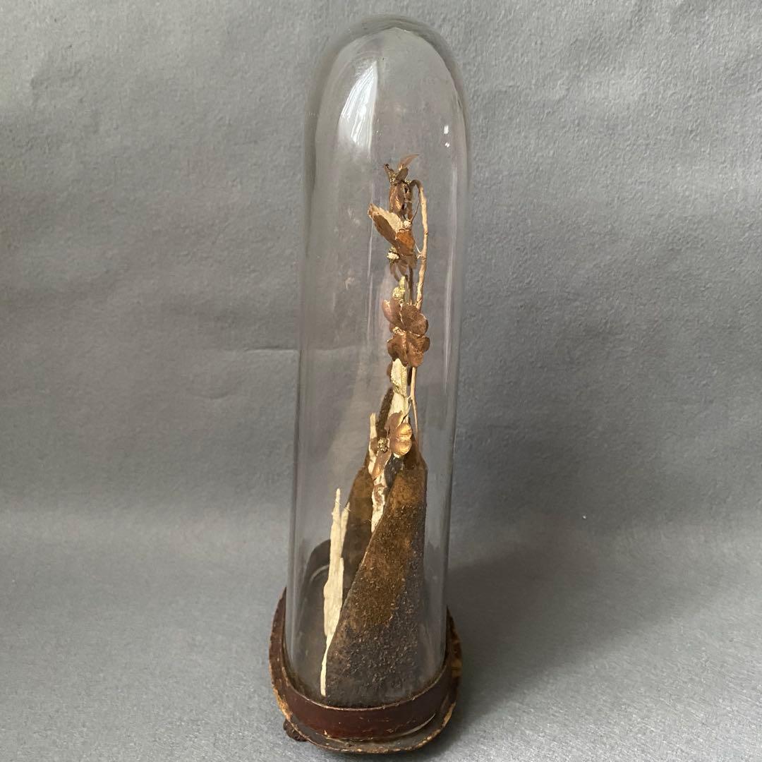 【アンティーク】 ガラスドーム 黒マリア 聖母子像 グローブドマリエ