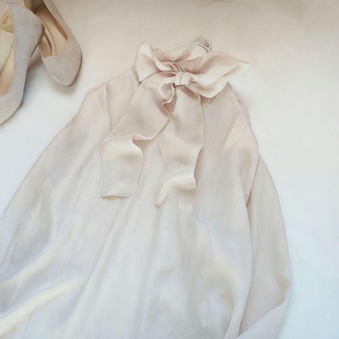 ☘️新品 ヴェルメイユパーイエナ ボウタイブラウス リボン 長袖 グレージュ F