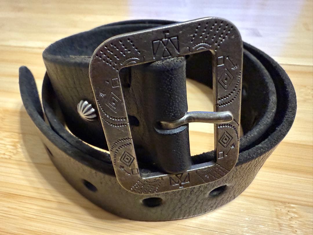 ⭐️美品⭐️RRL⭐️ネイティブバックル⭐️肉厚ブラックレザー ⭐️ベルト