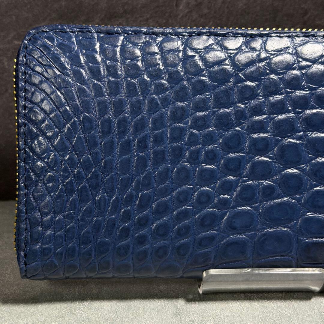 新入荷 クロコダイル 長財布 ネイビーブルー ワニ本革 メンズ レディース