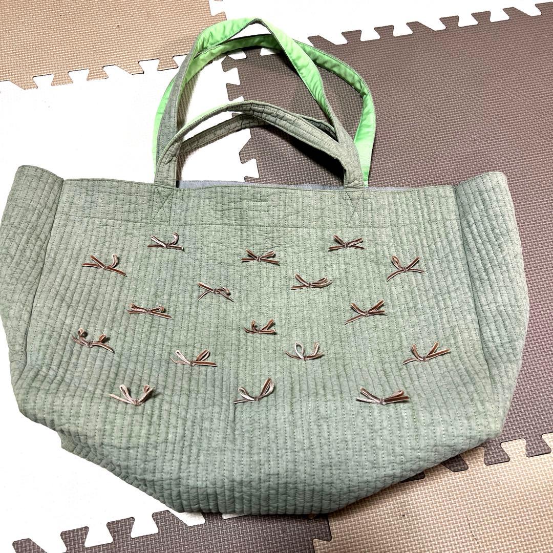 gypsohilaジプソフィア❤️トラベルバッグLサイズ　リボン　大容量　グリーン