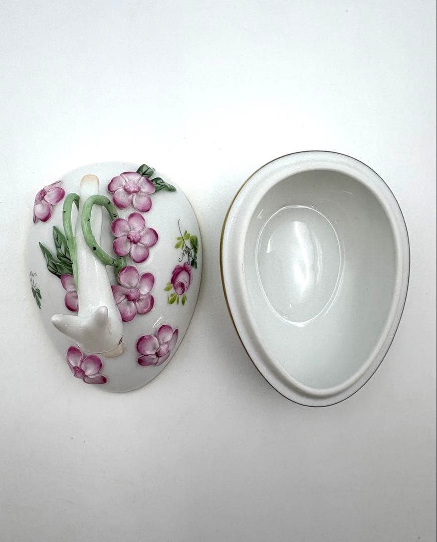 Herend ヘレンド ウィーンの薔薇　シンプルボンボン入れ　卵形　小物入れ箱付