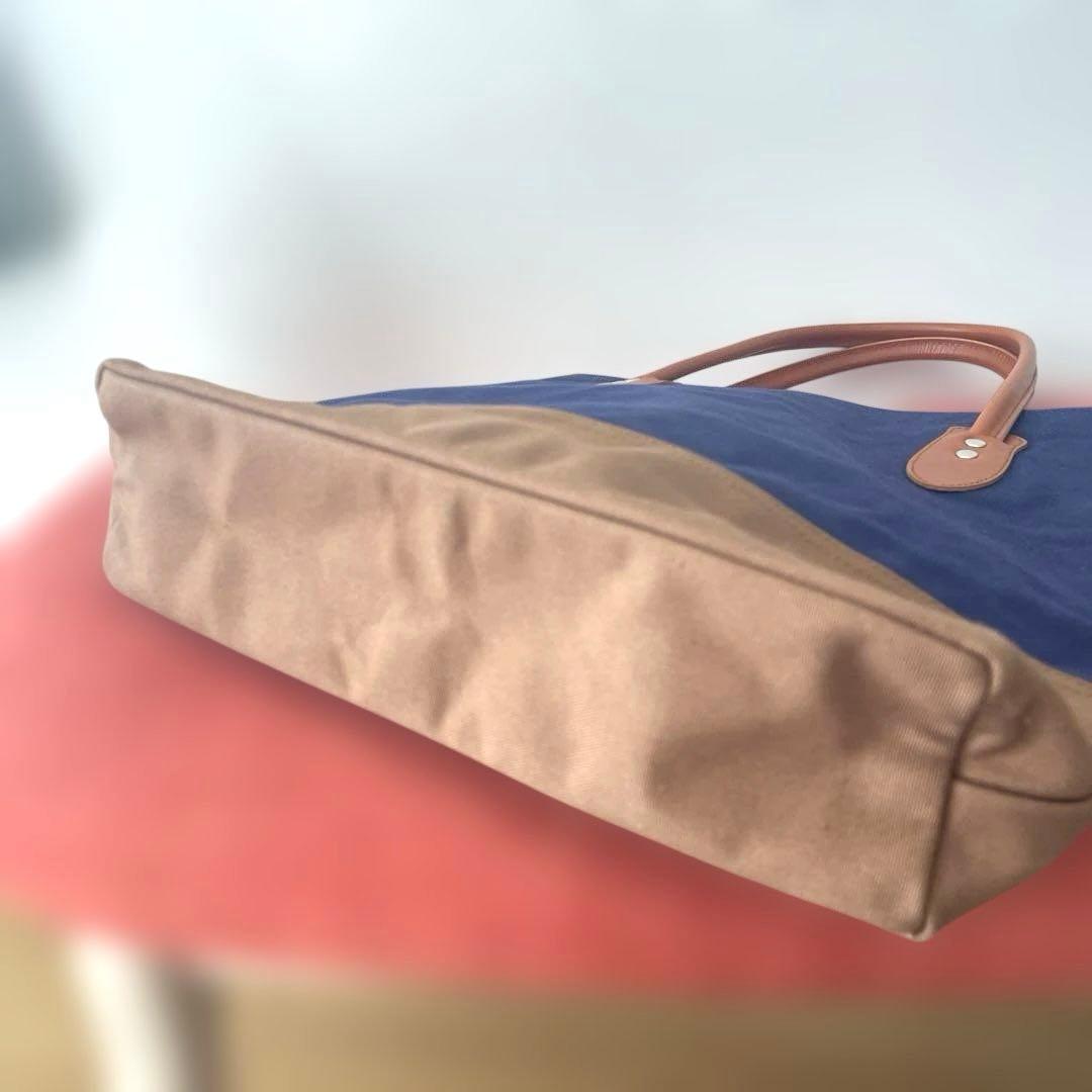 信三郎帆布×金麦 レザーハンドル帆布トート　ネイビー　A4可