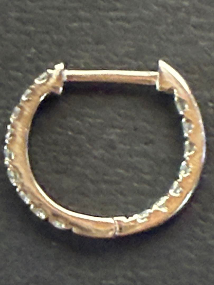 Pt950 中折ダイヤモンドフープピアス0.22ct[片耳]Gstv