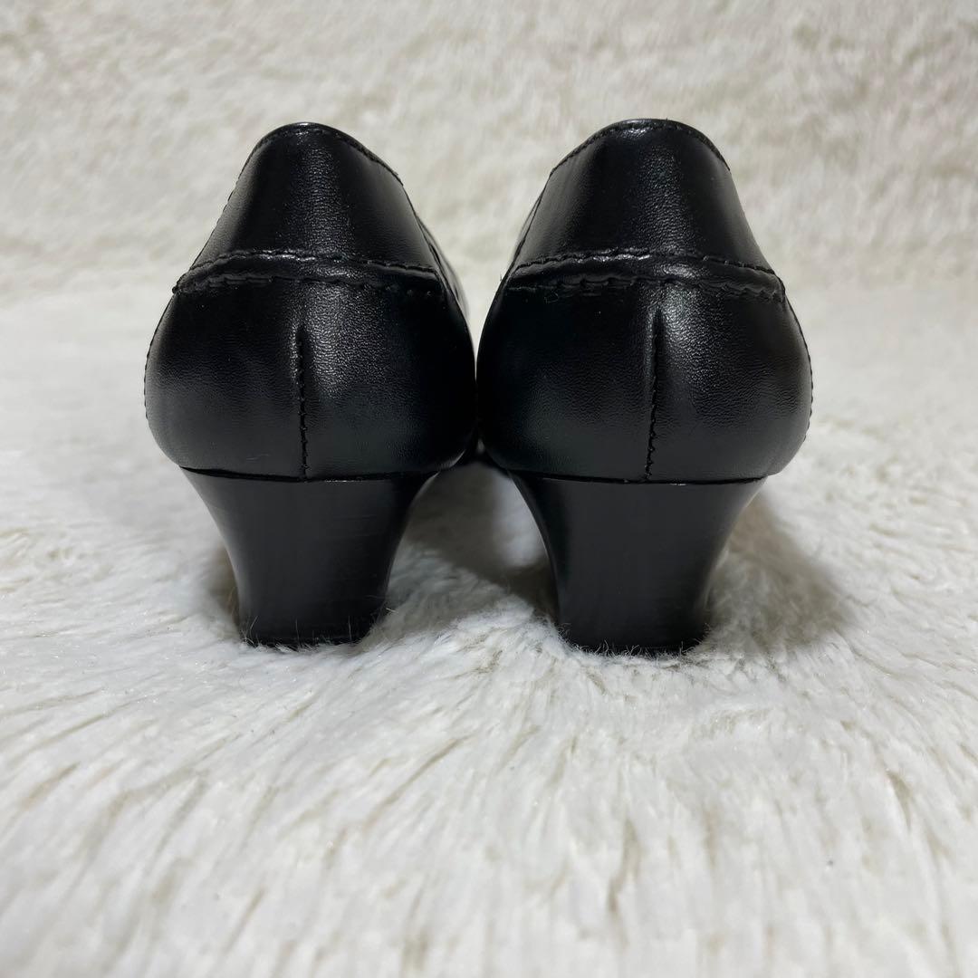 新品未使用品✨フェラガモ　ビットローファー　ヒール　パンプス　22cm 黒　金