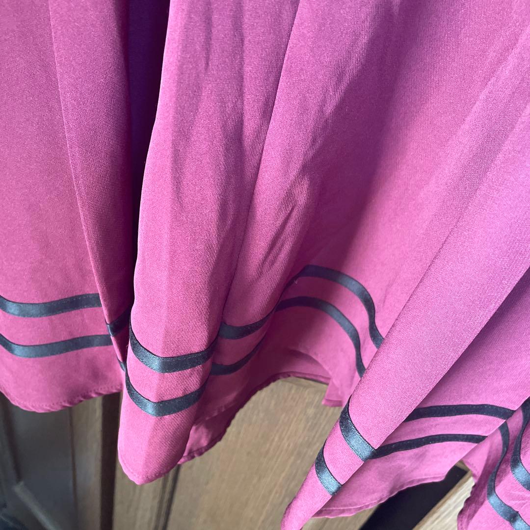 夢展望 コウモリ襟チェーンボタンフリルプリーツワンピース DearMyLove