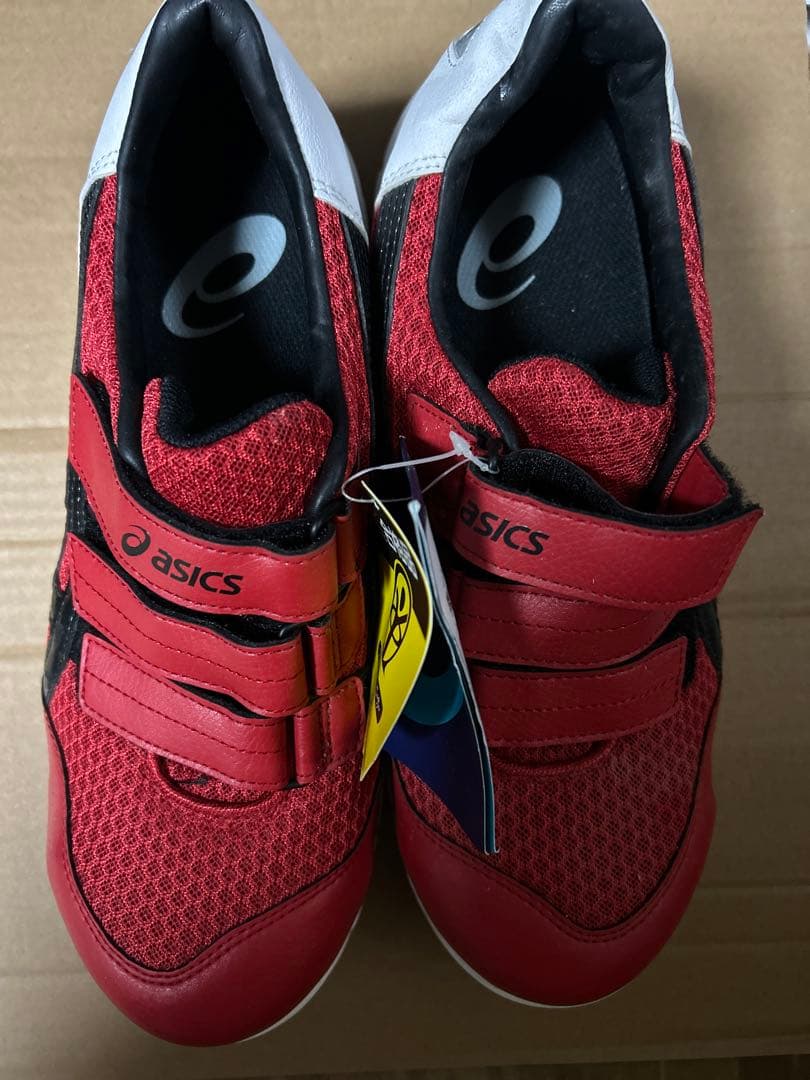 asics レッド ベルクロ安全靴
