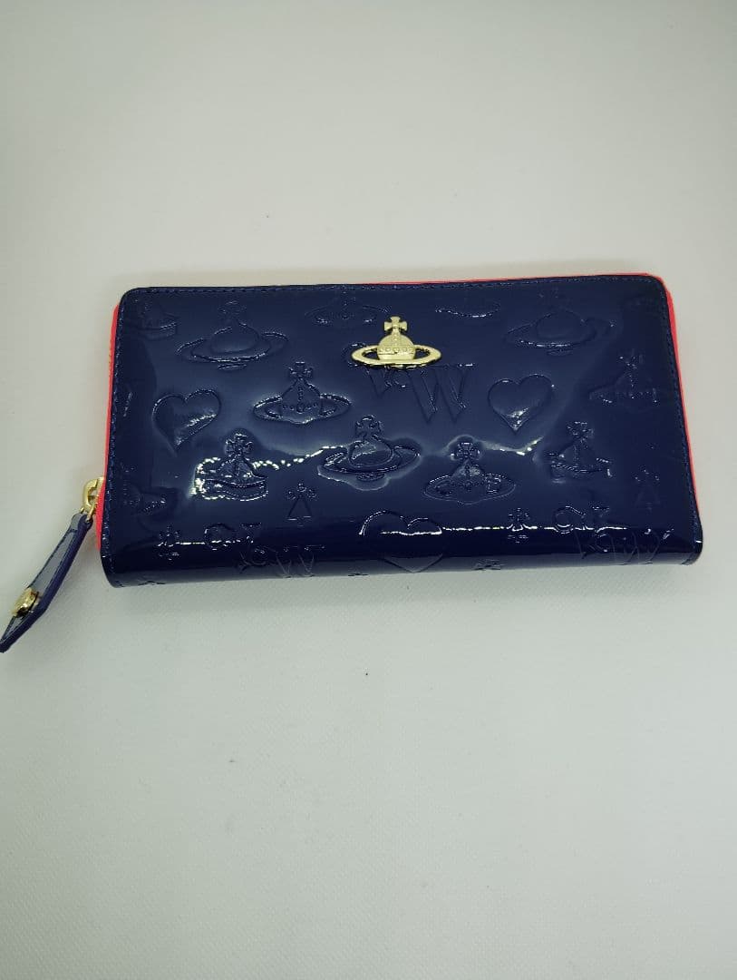 12/15までの特価！袋箱付き新品ヴィヴィアンウエストウッド長財布エナメル青箱付