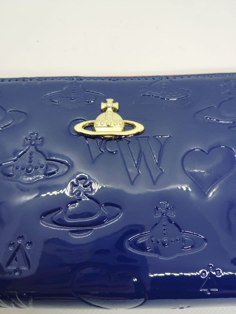 12/15までの特価！袋箱付き新品ヴィヴィアンウエストウッド長財布エナメル青箱付
