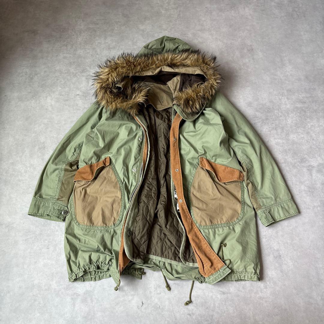 ★ ツモリチサト　中綿　ライナー付　ファー付　パッチワーク　異素材　モッズコート