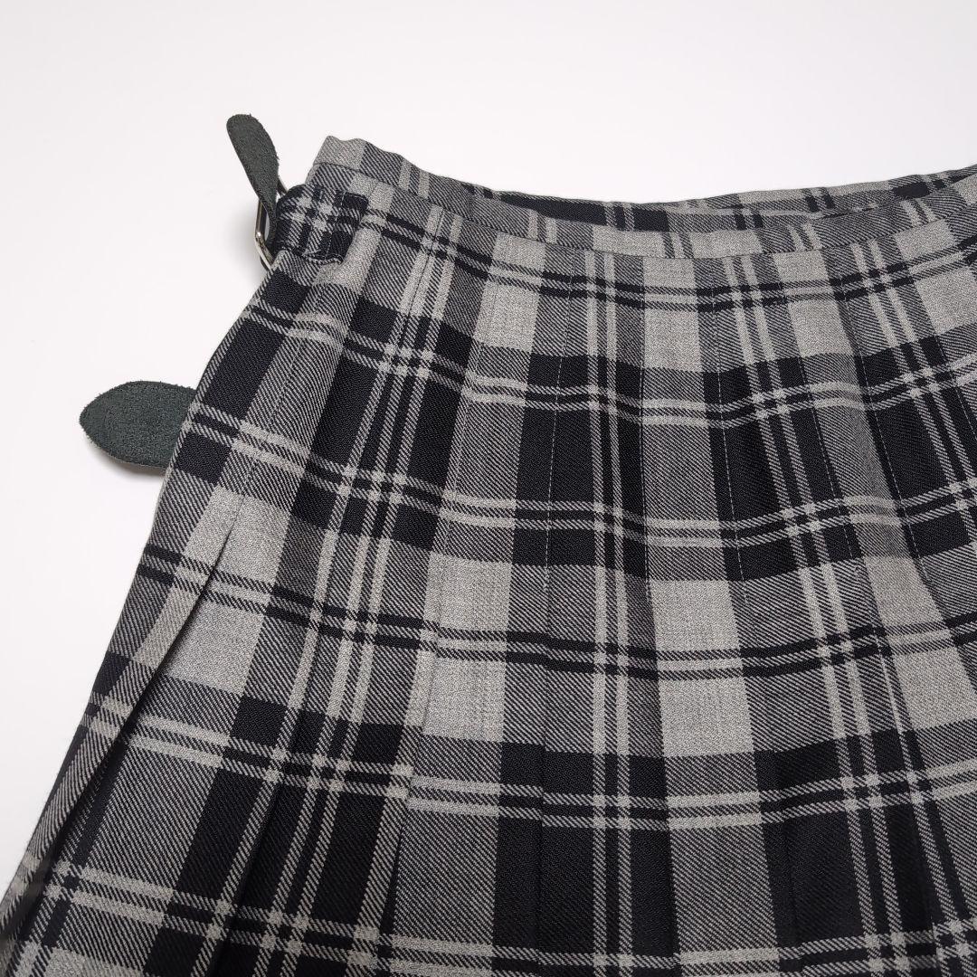 美品★オニールオブダブリン　チェック キルト ラップスカート 太ベルト★ピン付