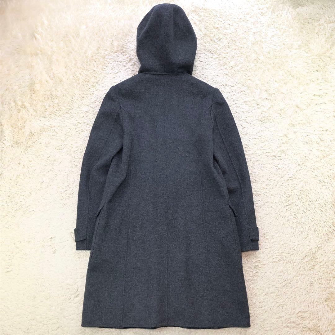 23区 ダッフルコート ウール混 裏地チェック ロング フード 40 L グレー