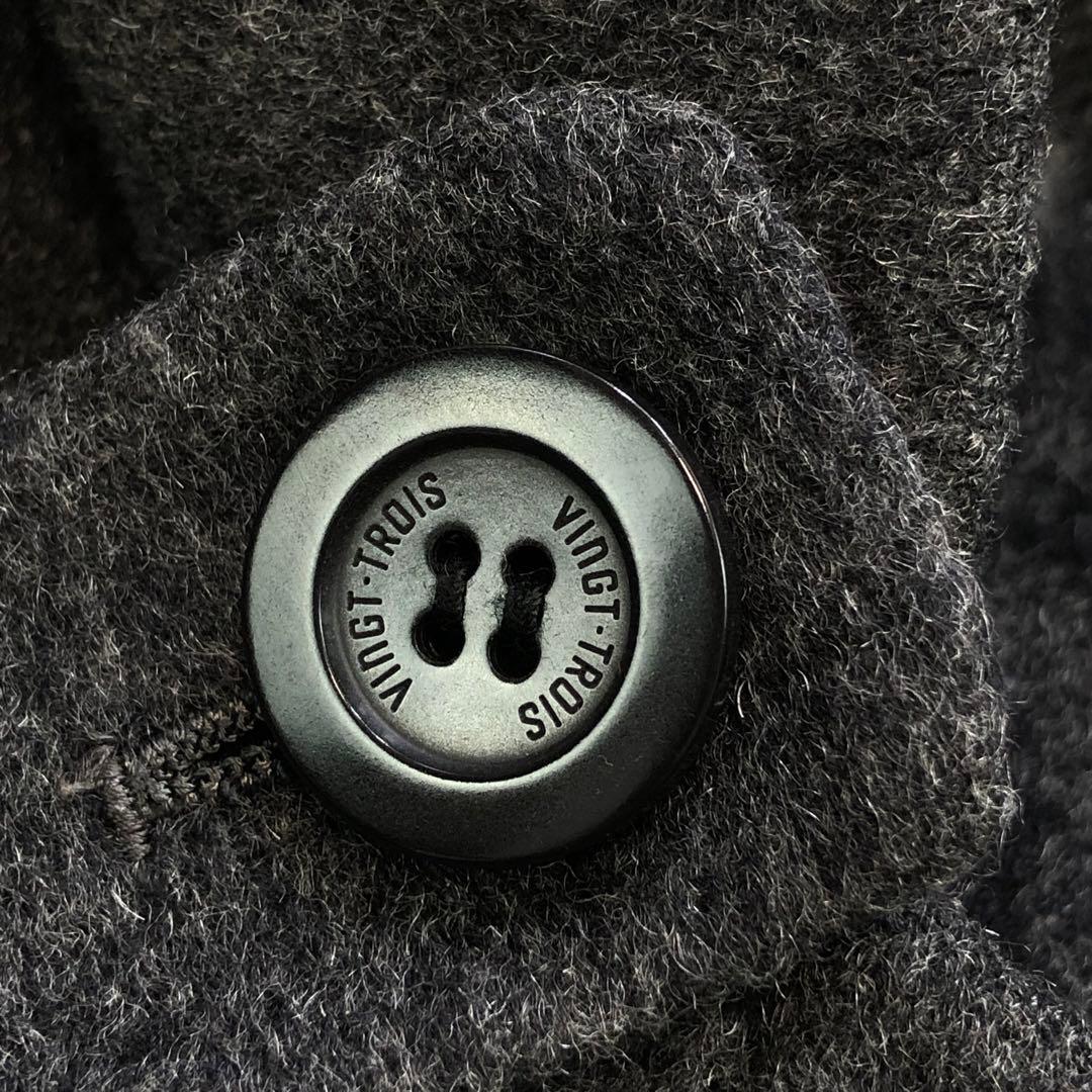 23区 ダッフルコート ウール混 裏地チェック ロング フード 40 L グレー