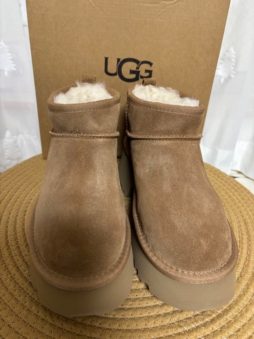 UGG 厚底7cmブラウン プラットフォーム ムートンブーツ