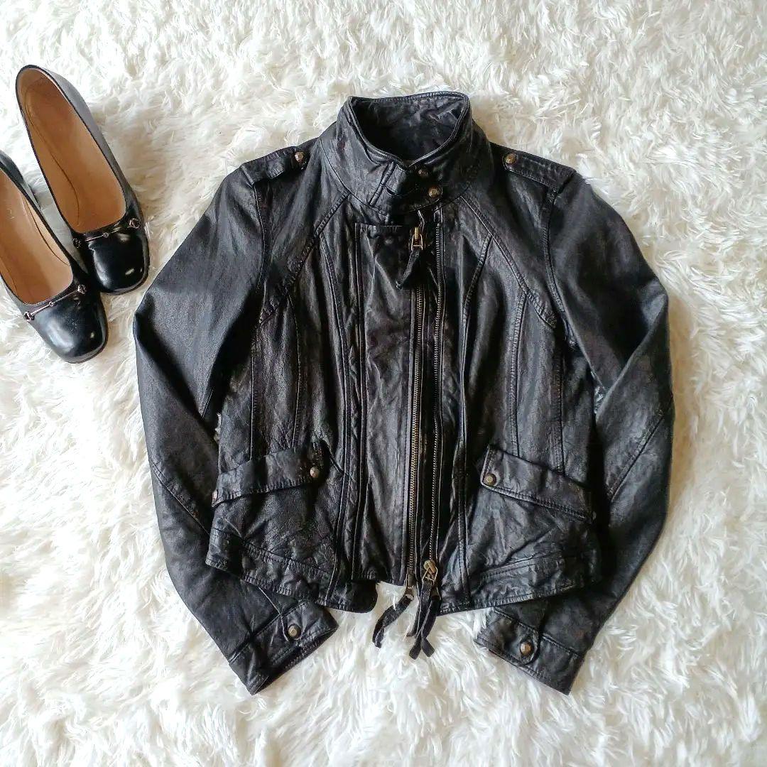 極美品☆goa ライダースジャケット ラムレザー ブラック FREE