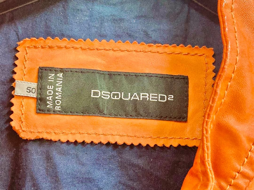 ディースクエアード　ライダースジャケット　オレンジ