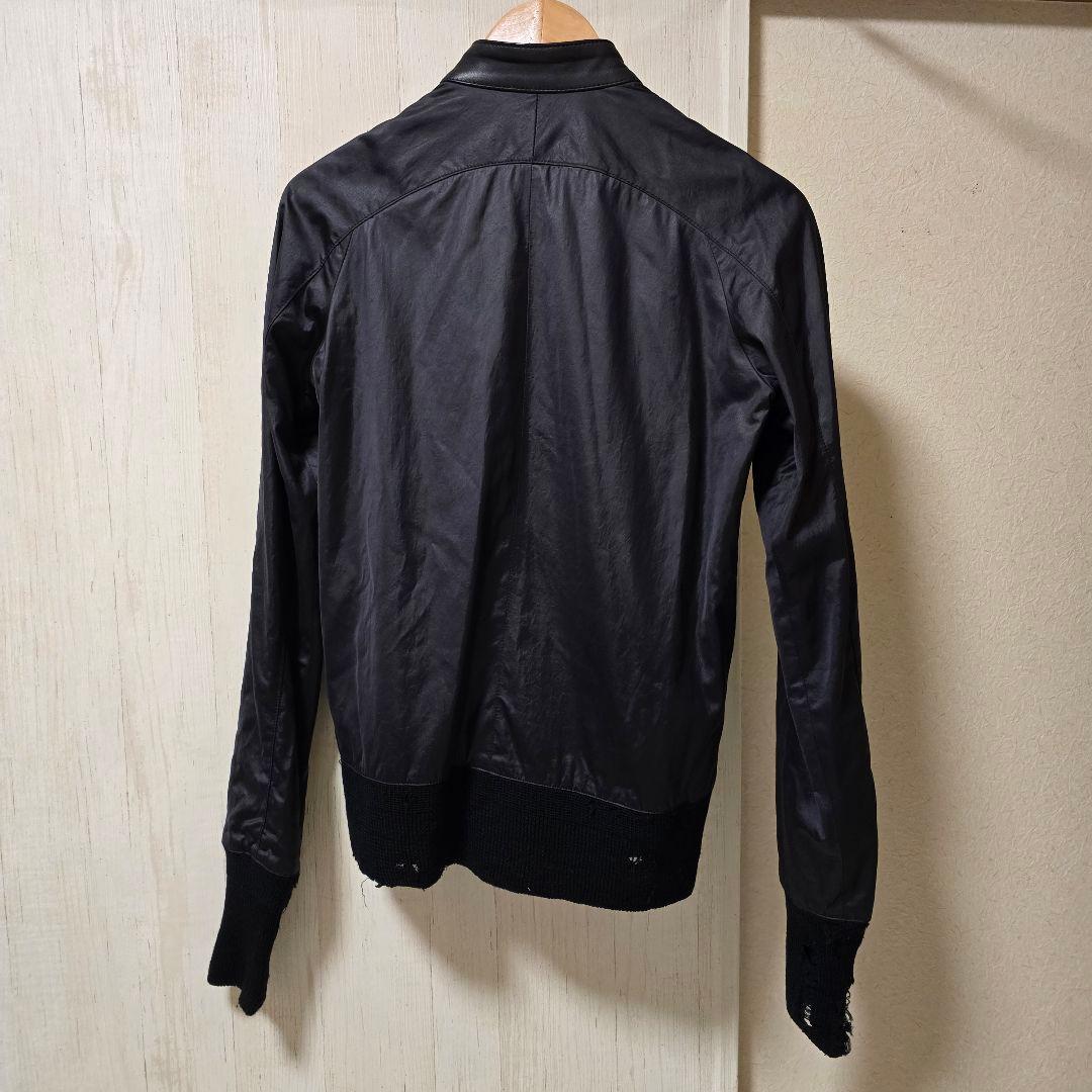 ヴィリジアン レザー＆ナイロン 切り替え ライダース 2/M