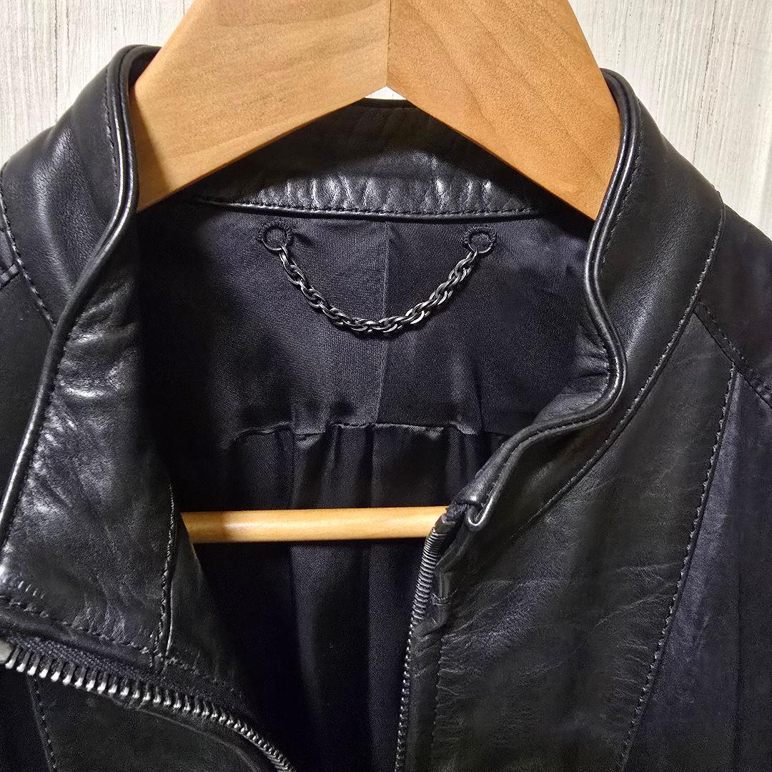 ヴィリジアン レザー＆ナイロン 切り替え ライダース 2/M