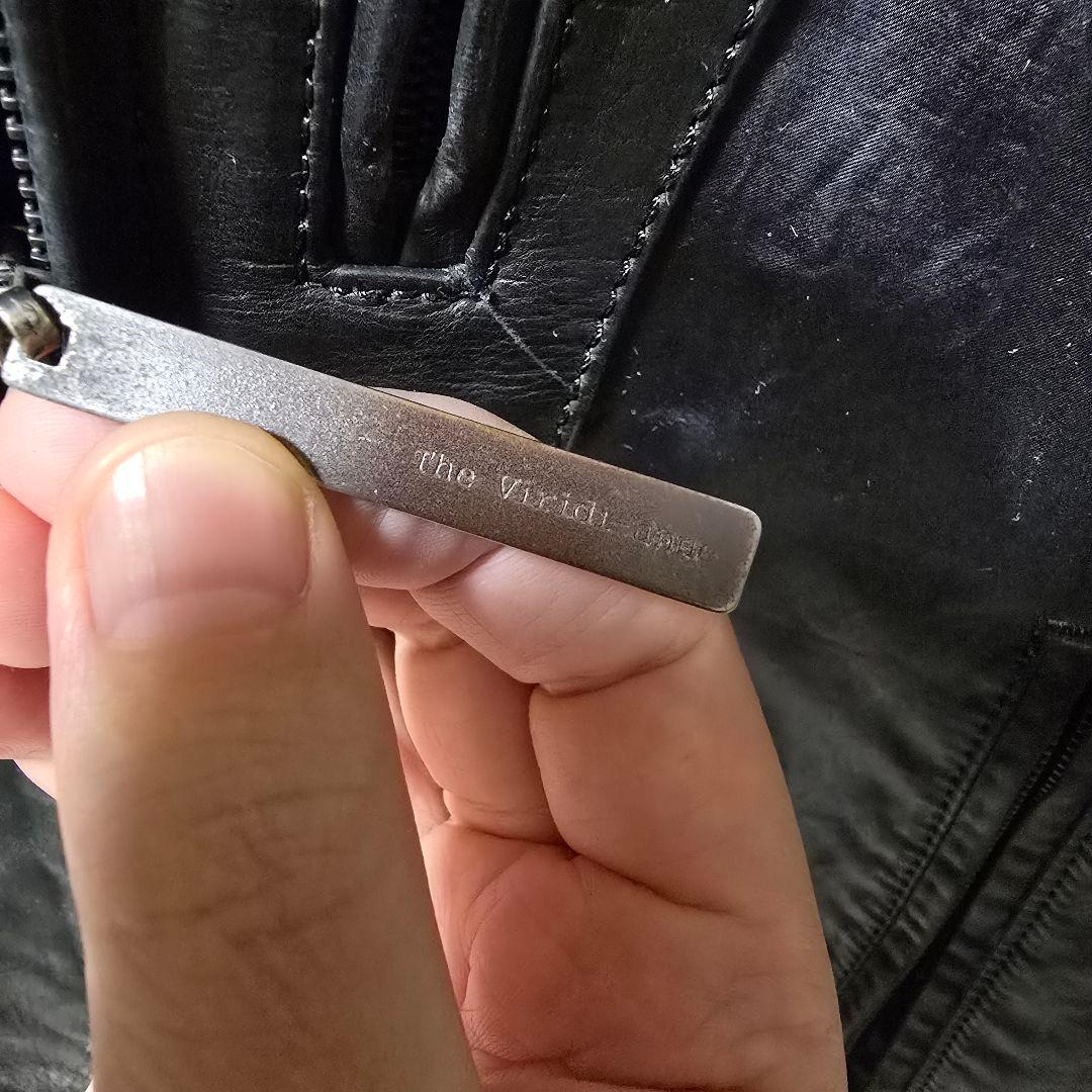 ヴィリジアン レザー＆ナイロン 切り替え ライダース 2/M