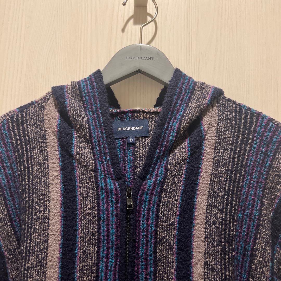 DESCENDANT ストライプ フード付きニット