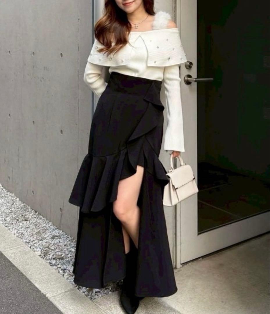 rienda フリルスリットハイウエストスコートショートパンツ 秋服 冬服