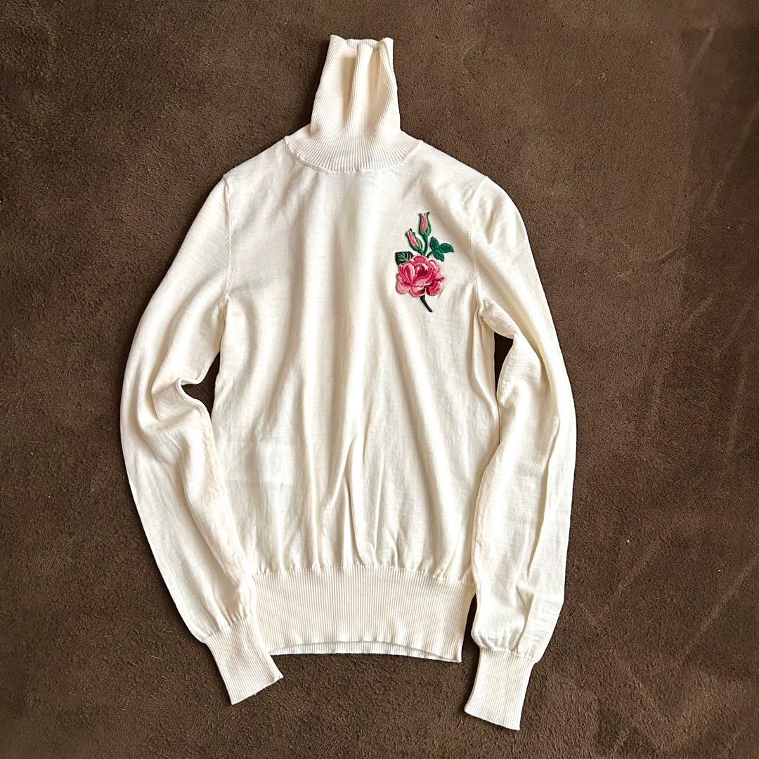 美品/現行✨GUCCI 花刺繍 タートルネック ニット XS イタリア製
