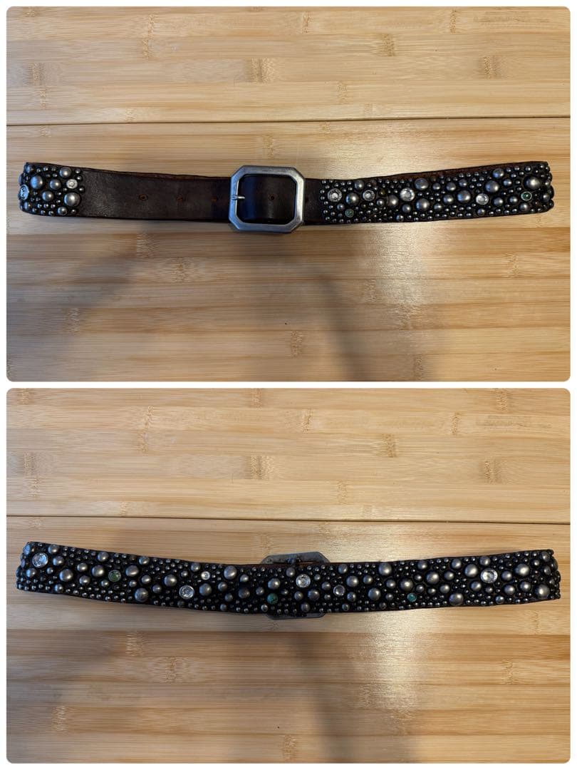 オールドスタッズ⭐️ターコイズ⭐️シルバースタッズ&クリアストーン⭐️ブラック(茶芯)