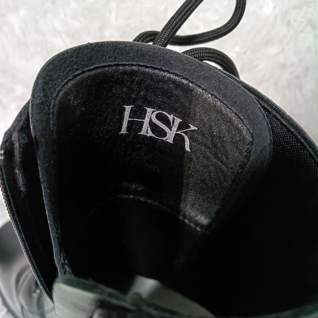 HSK シークレット +17cm ロングブーツ ファスナー 黒 コスプレ M