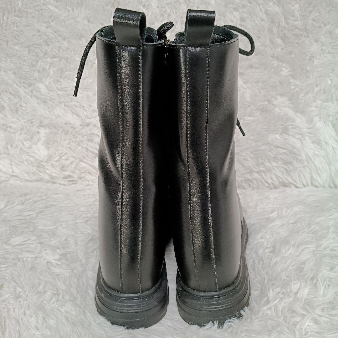 HSK シークレット +17cm ロングブーツ ファスナー 黒 コスプレ M