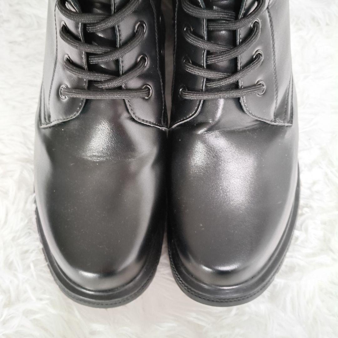 HSK シークレット +17cm ロングブーツ ファスナー 黒 コスプレ M