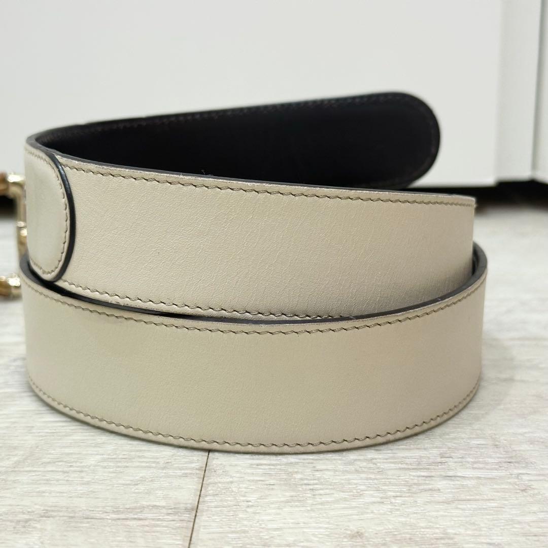 た*か様 希少 美品 オールドグッチ ベルト バンブー ホースビット アイボリー