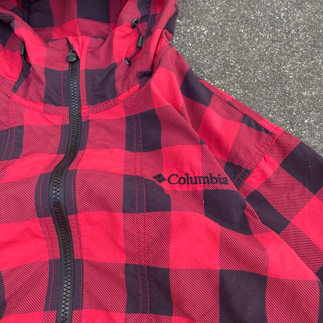 00s Columbia 短丈 shell jacket テック系 チェック