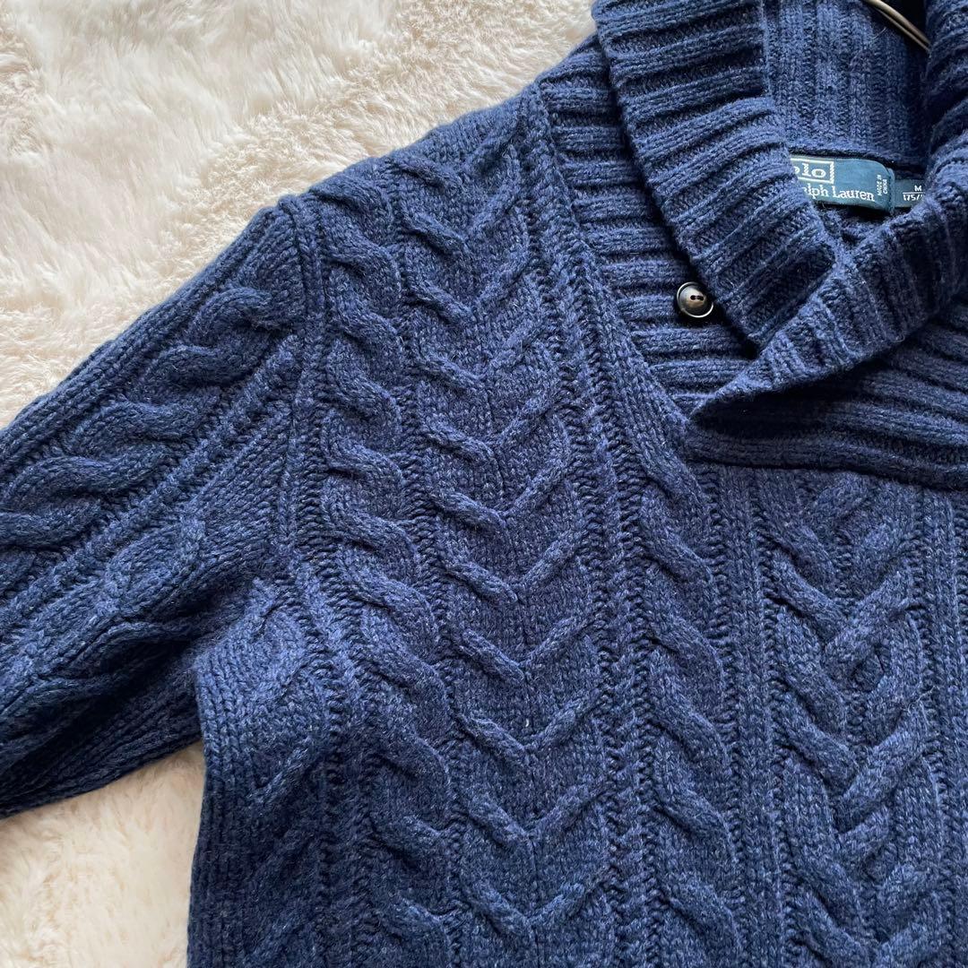 希少/超美品　ポロラルフローレン　M アンゴラ　ケーブルニット　ショール　ヘチマ