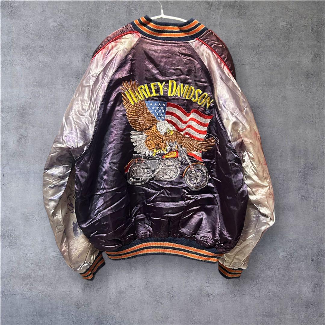 ハーレーダビットソン　スカジャン　刺繍　ヴィンテージ