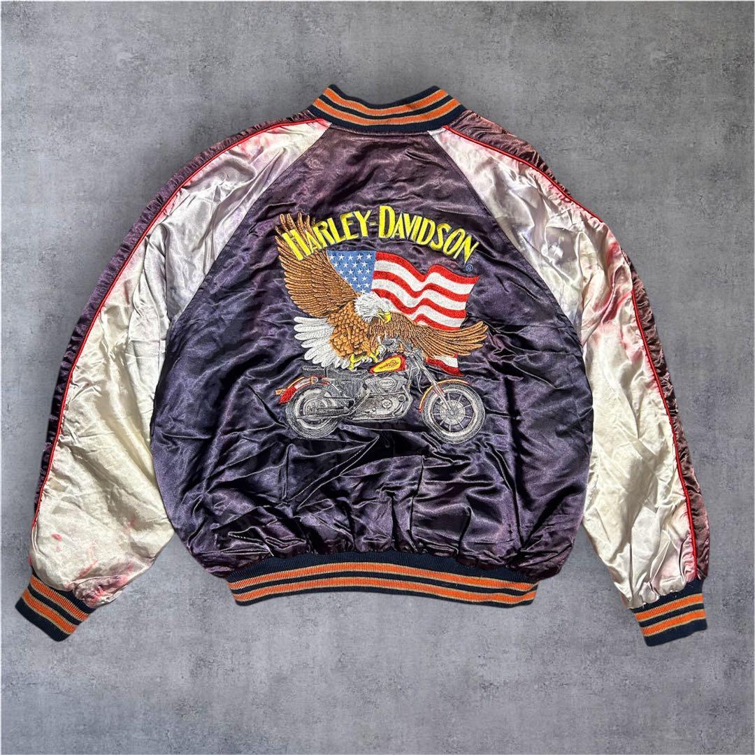ハーレーダビットソン　スカジャン　刺繍　ヴィンテージ