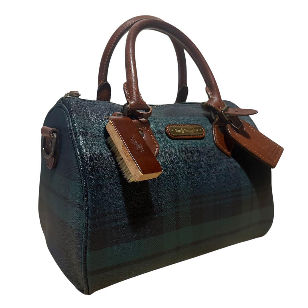 ✨️美品 ポロラルフローレン ミニボストンバッグ ブラックウォッチ PVCレザー