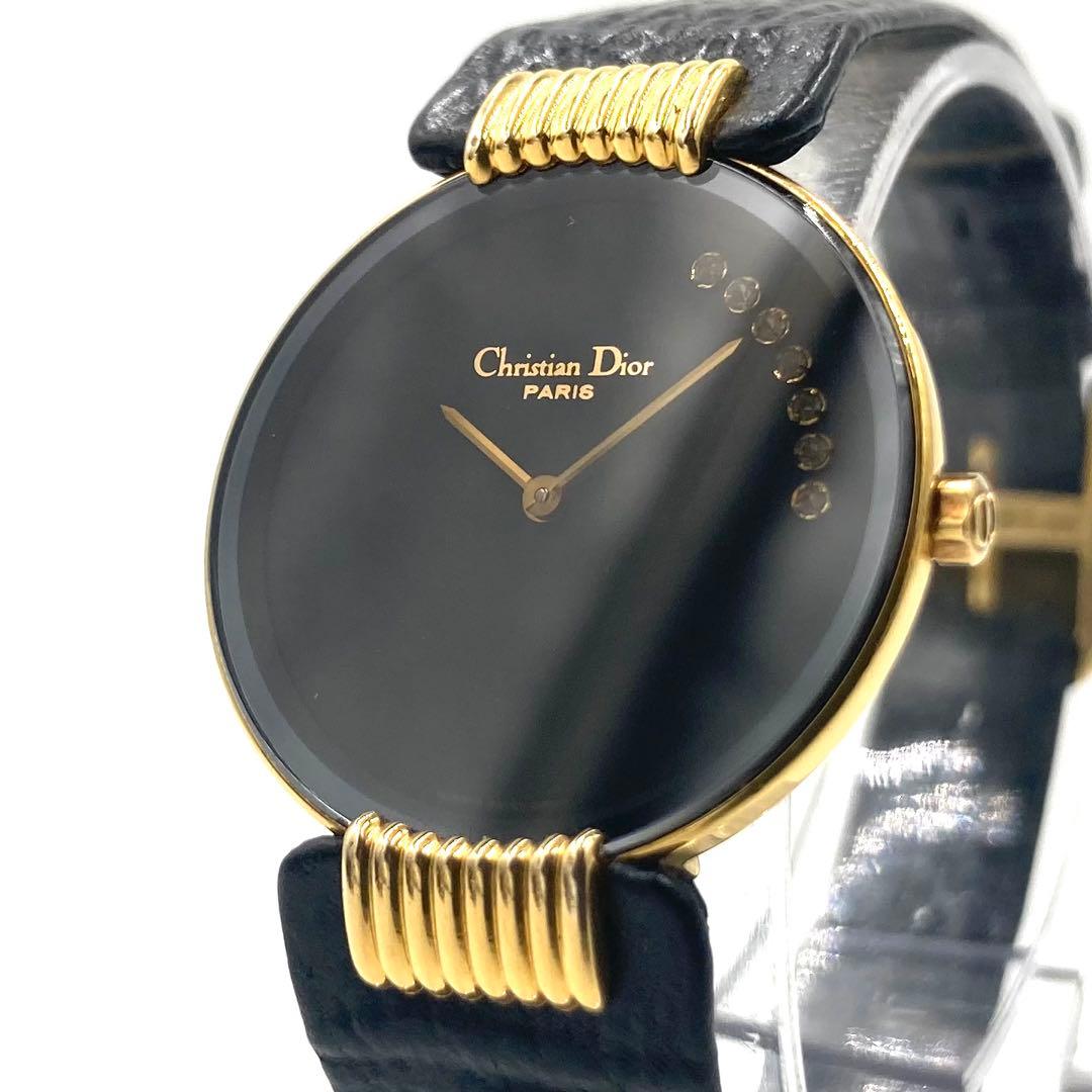 【稼動】 ディオール 腕時計 バギラ 7P ダイヤ クォーツ サファイヤガラス