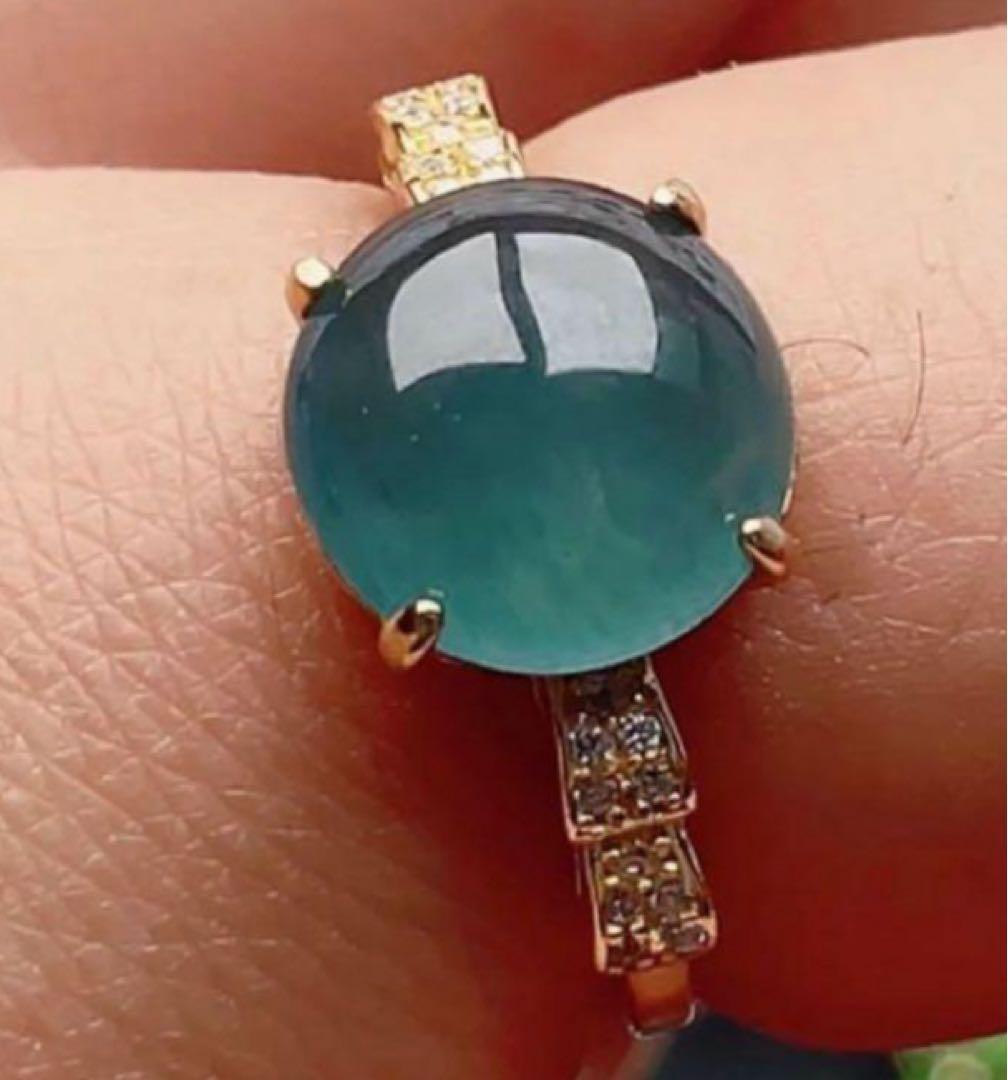 纯天然A貨高冰種ジェダイト本翡翠リンク S 925製、円形美しい湖水色ブルー